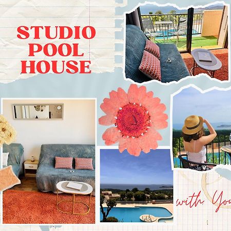 Studio Pool House Vue Mer Panoramique Amazing Sea View Wifi Linge Linen Inclut Aircondition La Croix-Valmer Exterior photo